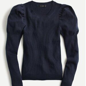 J Crew Black Romantic Puffy Long Sleeve Knit V Neck Sweater Size Small